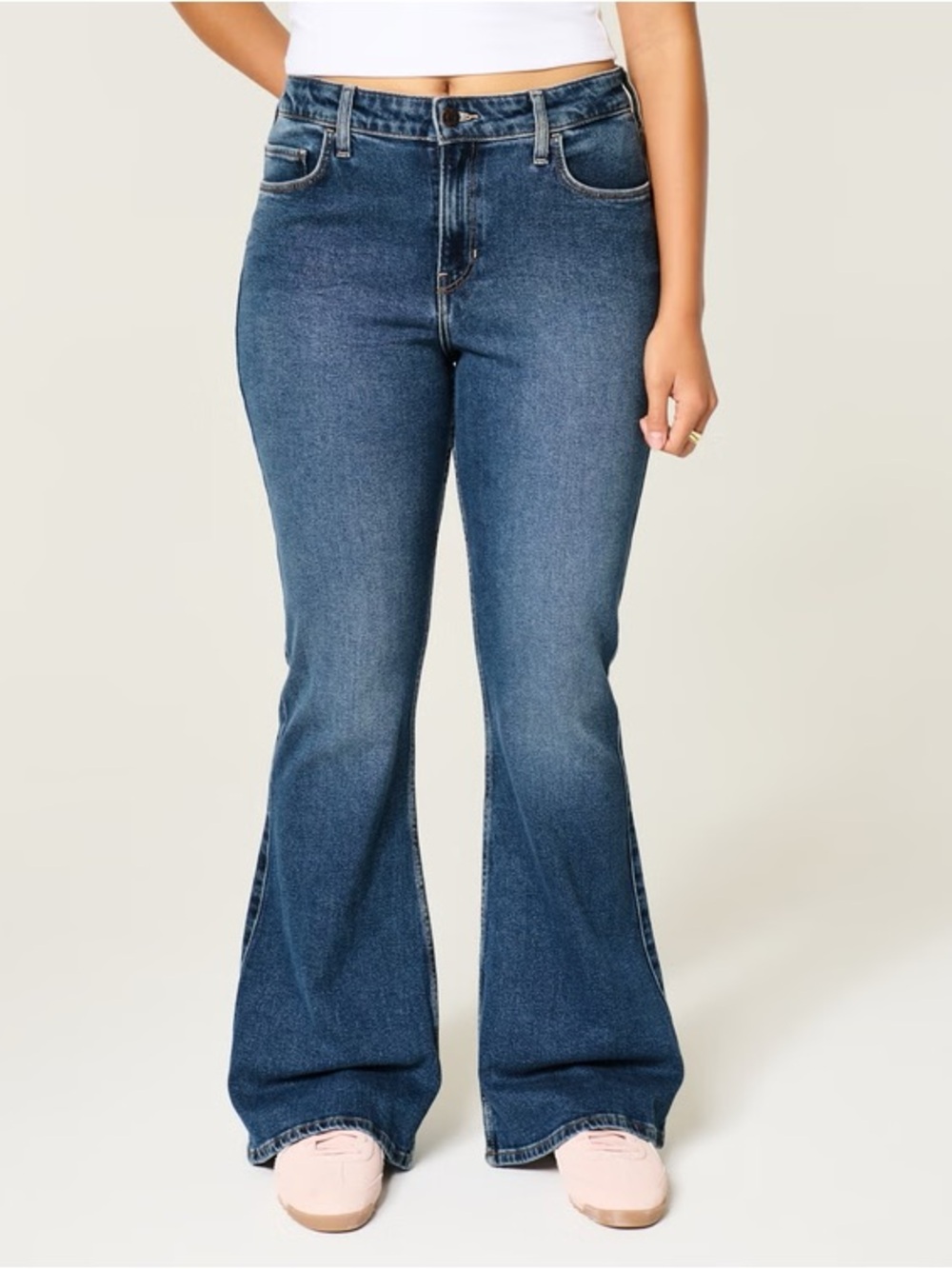 Hollister Dark Blue High-Rise Flare Jeans